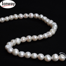 Natural AA+ baroque white Freshwater Pearl 9-10mm 15inches DIY necklace bracelet FreeShipping Wholesale icnway 2024 - buy cheap