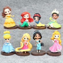 Disney Princess Toys 6-8cm 8Pcs/Set Cute Cartoon Princess Action Figures Mermaid White Dolls models, soldier set, for girls, 5-7 years, movie & tv, first edition, in-stock items 2024 - buy cheap