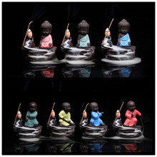 The Lovely Little Monk and  Small Buddha Censer Backflow Incense Burner for The Home Office Teahouse Home Decor Christmas gift 2024 - buy cheap