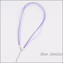 35 pcs Purple Organza Voile Ribbon Waxed Cotton Necklace Cords Lobster Clasp DIY Jewelry Accessory 2024 - buy cheap