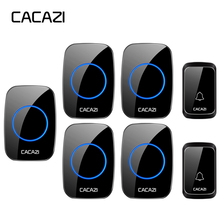CACAZI Waterproof Wireless Doorbell LED Light Battery Button 300M Remote Control Home Cordless Calling Bell 58 Chime EU Plug 2024 - buy cheap