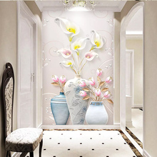 Modern Embossed Three-dimensional Simple Nordic Vase Floral Wall Covering Living Room Wall Covering Wallpaper Mural Decoration 2024 - buy cheap