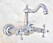 Polished Chrome Brass wall mounted Double Handle Swivel Bathroom Basin Faucet  Vanity Sink Mixer Tap lnf579 2024 - buy cheap