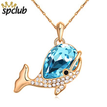 Sparkling Crystals from Swarovski Charming Cute Dolphin Necklace & Pendants Collar Fashion Accessories Animal Jewelry For Women 2024 - buy cheap