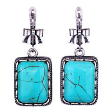 FARLENA Jewelry Ancient Silver plated Square Shape Drop Earrings with Natural malachite stone Retro Women Earrings Gift 2024 - buy cheap