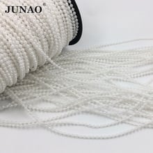 JUNAO 100 Yard 3mm White Pearl Beads Chain Rhinestones Trim Garland Banding Pearl String Pearl Applique for Wedding Decor Crafts 2024 - buy cheap