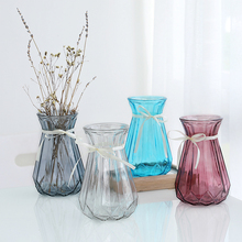 Vaso de vidro transparente hidropônico, vaso com listras de bambu rico para casa e sala de estar 2024 - compre barato