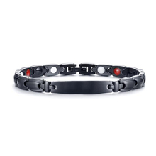 Name Design Engraved Bracelet for Men Black Stainless Steel Health Magnetic Bio Bracelet 2024 - buy cheap