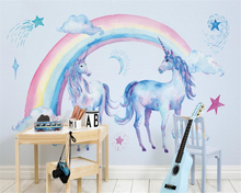 Beibehand-papel de parede infantil, fundo, 3d, fofo, bela, arco-íris, unicórnio, decoração, sala de estar 2024 - compre barato