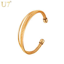 U7 na moda ouro/prata cor manguito pulseira para homem/mulher pulseira pulseiras moda jóias atacado presente h334 2024 - compre barato