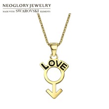 Neoglory Enamel Pendant Long Pendant Charm Necklace Love & Spear Design Gold Color Vintage Style Classic Lady Sale 2024 - buy cheap