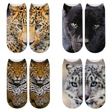 Calcetines tobilleros con estampado de leopardo 3D para mujer, medias cortas divertidas de animales, guepardo, Pantera Negra, novedad 2024 - compra barato