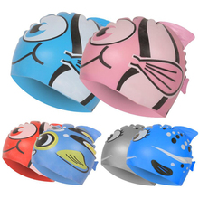 New Kids Children Waterproof Swim Cap Cartoon Animal Swimming Pool Beach Silicone Caps Hat Protect Ears Long Hair For Boys Girls 2024 - buy cheap