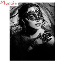 black white Diamond Embroidery full display beauty mask 5d diamond painting Full Square Picture of Rhinestone diy Diamond Mosaic 2024 - buy cheap