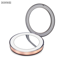 DONWEI LED Lighted Mini Makeup Mirror 3X Magnifying Compact Travel Portable Sensing Lighting Foldable  Makeup Mirror 2024 - buy cheap
