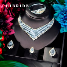 HIBRIDE Fashion Luxury Pendant Double Tone Dubai Big Jewelry Set CZ Earrings Necklace Women Bridal Jewelry Set Party Gifts N-900 2024 - buy cheap