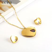 OUFEI Heart-shaped Necklace And Earring Set Stainless Steel Jewelry Woman Fashion Necklaces 2019 Jewelry Accessories 2024 - buy cheap