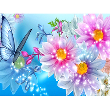 Mooncresin flor 5d diy pintura diamante ponto cruz needlework borboleta completa redondo diamante bordado adesivos decoração 2024 - compre barato
