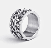 12mm silver color thick double chain 316l Stainless Steel finger rings for men wholesale 2024 - buy cheap