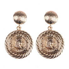 Geometric Round Coin Earrings For Women Punk Style Vintage Gold Indian Long Drop Earrings Jewelry Brincos 2024 - buy cheap
