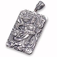 Prata pura s925 prata esculpida dragão guanyin buda pingente jóias (hy) 2024 - compre barato