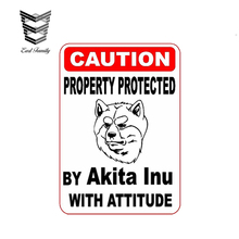 EARLFAMILY 13cm X 8.7cm Car Styling Property Protected By Akita Inu Dog with Attitude Sticker Vinyl Sign Waterproof Accessories 2024 - buy cheap