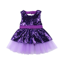 Novo adorável crianças do bebê meninas vestidos formais lantejoulas vestido de renda bithday vestido de festa sem costas bowknot vestido de verão 2024 - compre barato