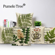 Nature Cushion Cover European Bird Plant Pillow Covers Gaming Chair Home Decor Cushion Cases Leaves Mint Linen Throw Pillow Case 2024 - buy cheap
