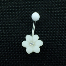 Nova marca de moda belly button anel aço inoxidável barra flor branca umbigo corpo piercing jóias frete grátis 2024 - compre barato