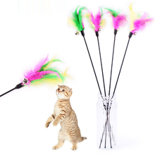 Funny Pet Supplies Rod Faux Rabbit Toys For Dogs And Cats Feather With Bells PetsToy Fun Playing Colorful Stick Pet Products 2024 - buy cheap