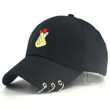 Chapéu de hip hop bordado amor gesto moda boné de beisebol com 100% feito à mão anéis de ferro chapéu do papai ajustável unissex 2024 - compre barato