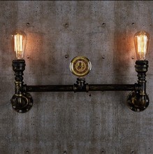 Креативные часы в стиле лофт, металлическая водопроводная лампа, промышленный винтажный настенный светильник для дома, настенное бра Эдисона 2024 - купить недорого