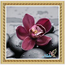 flower orchid foamiran needlework beads beadwork 2321R - Round Diamond embroidery cross stitch diamond mosaic painting 2024 - buy cheap