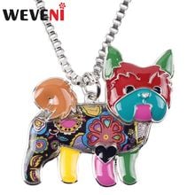 WEVENI Enamel Alloy Yorkie Yorkshire Dog Necklace Pendant Chain Choker Cute Animal Jewelry For Women Girls Teens Pet Lovers Gift 2024 - buy cheap