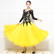Vestido de baile estándar de salón, falda de baile de competición amarilla de nuevo estilo, vestidos de baile de salón de vals para adultos, 2021 2024 - compra barato