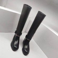 2018 new fashion women's shoes women's boots leather black knee boots sexy female autumn and winter ladies thigh highbootsFemale 2024 - buy cheap