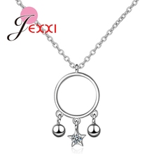 Vintage New Arrival Round Star Setting CZ Crystal 925 Sterling Silver Necklace For Lovely Woman Girls Best Valentines Day Gift 2024 - buy cheap