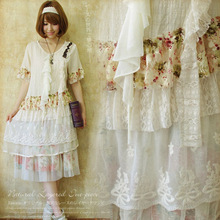 Vestido de verão plissado, feminino mori girl, doce, manga curta, renda, bordado, princesa, kawaii, vestidos de lolita, a200 2024 - compre barato