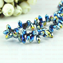 100pcs 6x12mm Blue Yellow Plating Color Briolette Pendants Waterdrop Crystal Glass Jewelry Loose Teardrop Beads DIY 2024 - buy cheap