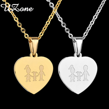 Uzone Stainless Steel Love Heart Pendant For Women Family Fashion Jewelry Statement Necklace Family Party G 2024 - buy cheap
