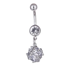 Hexaedro de cristal de circonia cúbica transparente, barra de ombligo, botón de ombligo, acero quirúrgico 316L, joyería para Piercing corporal, colgante, novedad, venta al por mayor 2024 - compra barato