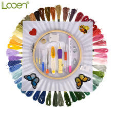 Looen Magic Embroidery Punch Needles Pen Set 50pcs Threads Sewing Knitting Kit Embroidery Patterns with Case For Mom Starter Kit 2024 - buy cheap