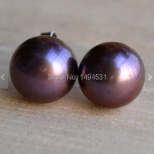 Wholesale Pearl Jewelry, AAA 8.5-9MM Natural Freshwater Pearl Earrings, Peacock Purple Color S925 Sterling Silvers Stud Earring. 2024 - buy cheap