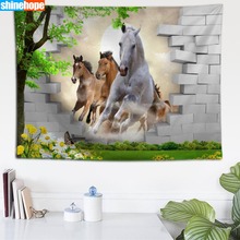 Tapiz de animales 3D de caballo corriendo, rinoceronte, tapiz de pared de ciervo, tapiz para colgar en la pared, decoración de dormitorio, decoración Bohemia para el hogar 2024 - compra barato