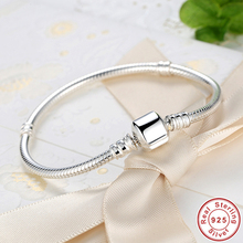 Pulsera de plata de ley 925 para mujer, brazalete clásico de serpiente, compatible con abalorios, joyería fina Original, regalo de 16CM-21CM 2024 - compra barato