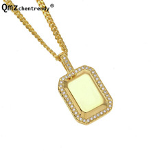 Top Qualtiy CZ Cubic Zirconia Army Dog Tag Pendants Jewelry Men Hip Hop Rapper Bling Iced Out soldier Necklace Golden Necklace 2024 - buy cheap