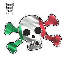EARLFAMILY 13 см X 9 см череп в пиратском стиле с итальянским флагом триколор, виниловые наклейки для автомобиля 2024 - купить недорого