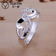 R049 Inlay Stone 8 shape Ring Silver plated fashion jewelry Butterfly Knot zircon ring wholesale 2024 - buy cheap