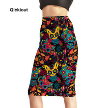 Qickitout Skirts 2017 Fashion Women's Sexy 3D Skirts Monster Cute Rabbit Flower High Waist Package Hip Skirt Saia Midi Plus Size 2024 - buy cheap