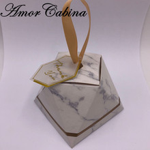 Креативная Алмазная мраморная коробка для конфет, свадебные сувениры и подарки, принадлежности для вечеринки, бумажные подарочные шоколадные коробочки для гостей 2024 - купить недорого